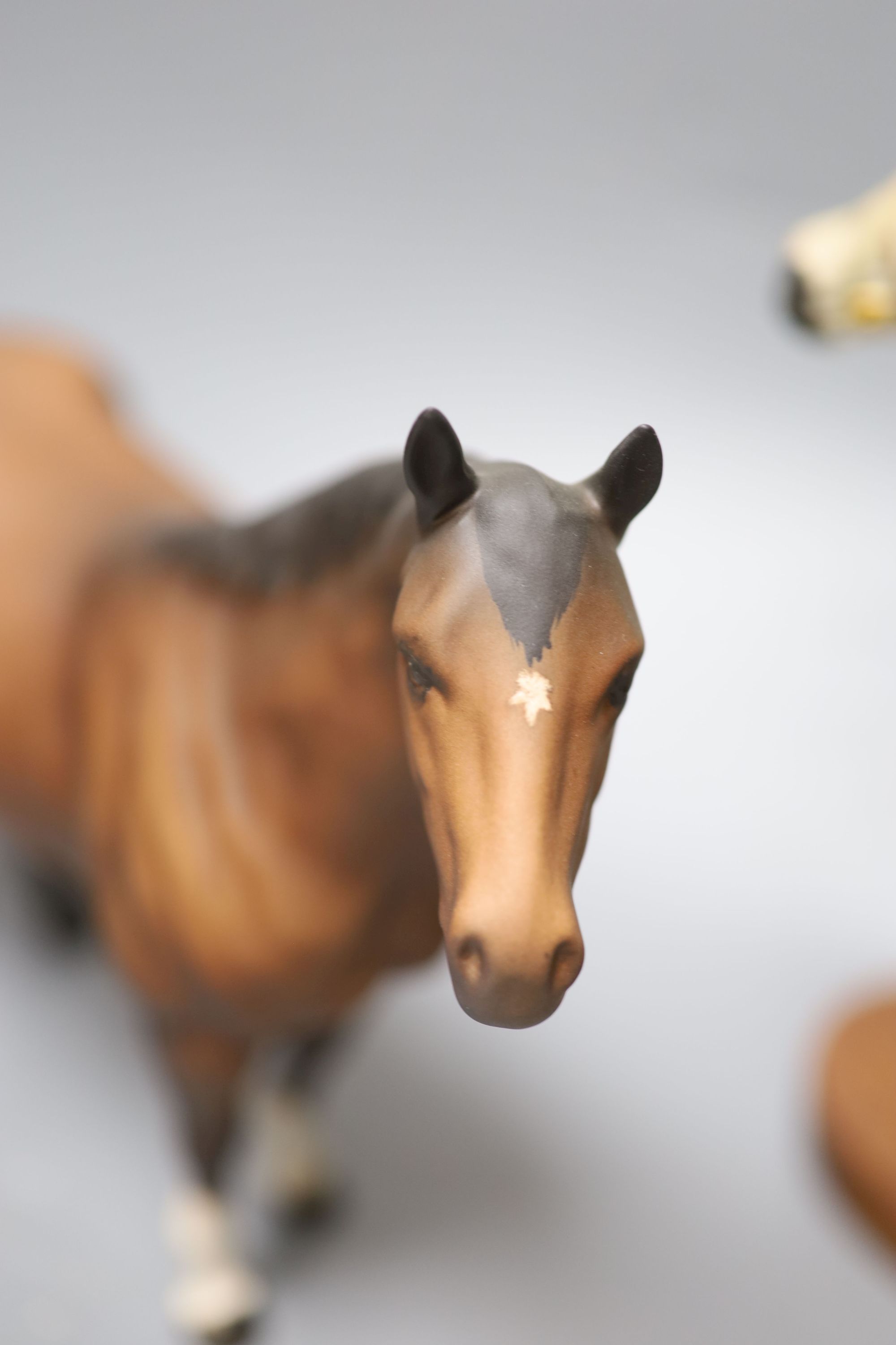 A Beswick Connoisseur model of Champion Welsh pony Gredington Simwnt 3614, overall height 23cm, a quarter horse and other horses